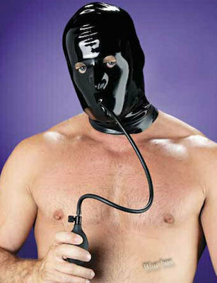 Latex Hood with Inflatable Gag