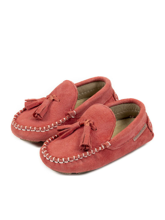 Babywalker Christening Leather Moccasins Coral