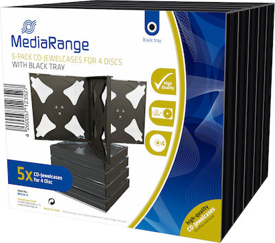 MediaRange CD-Box für 4 Disks in Schwarz Farbe 5Stück