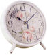 Tabletop Clock White with Flower Design MM068130068