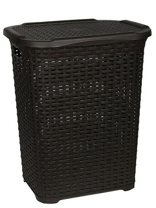 Homeplus Laundry Basket Plastic with Cap 45x37x54.5cm Brown