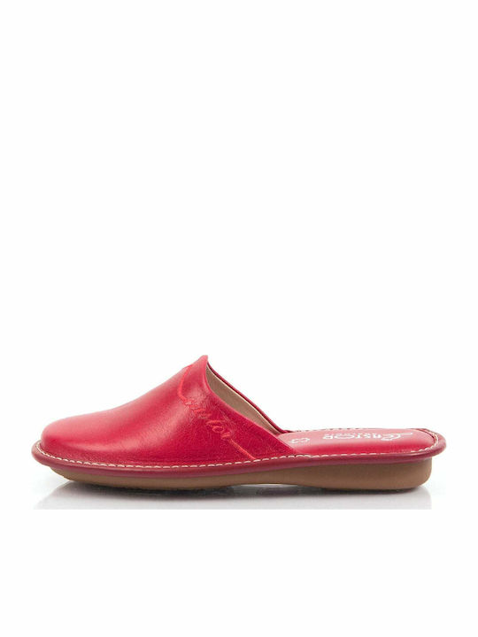 Anatomical Leather Women's Slippers Red