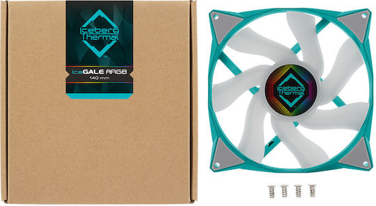 Iceberg Thermal IceGALE Case Fan 140mm (1600rpm / 96cfm) with ARGB Lighting and Connection 3-Pin / 4-Pin PWM Teal