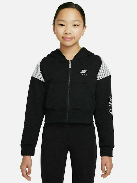 Nike Παιδική Ζακέτα Φούτερ Βαμβακερή με Κουκούλα για Κορίτσι Μαύρη