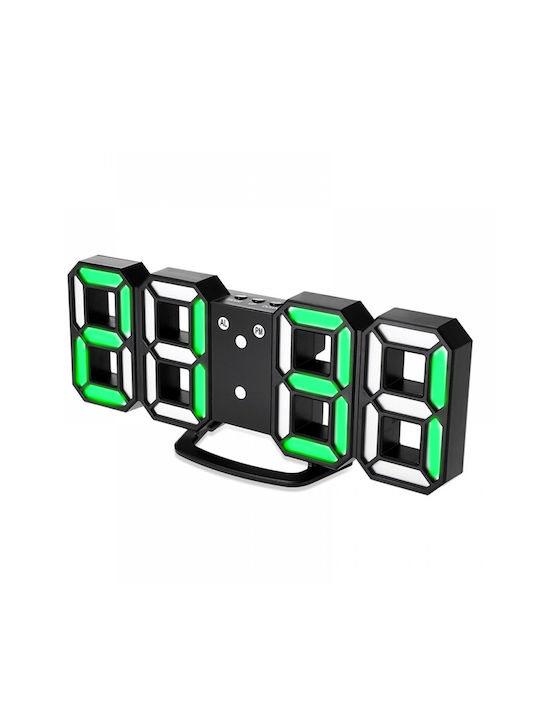 Tabletop Digital Clock Black with Green Time Display MM068876568