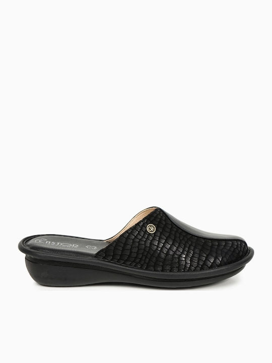 Anatomical Leather Women's Slippers Black