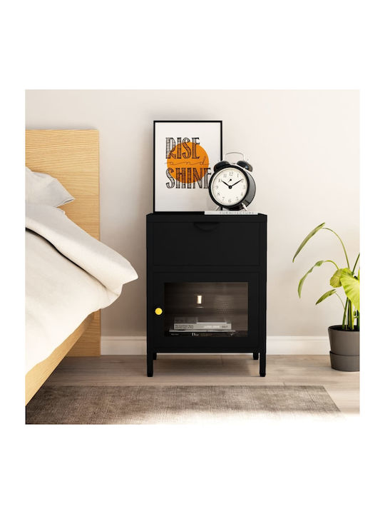 Metallic Bedside Table Μαύρο 40x30x54.5cm