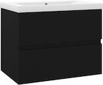 vidaXL Bench with sink L60xW38.5xH45cm Black