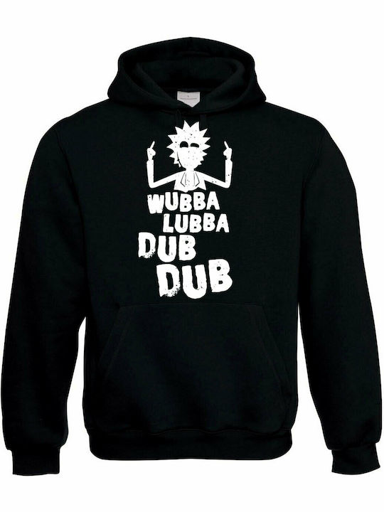 Wubba Lubba Dub Dub Hanorac cu glugă cu imprimeu din vinil Rick și Morty Negru