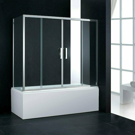 Axis Bath Slider Shower Screen Bathtub with Sliding Door 167-171x140cm Clear Glass Chrome
