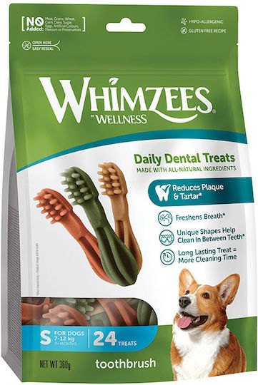 Whimzees Dog Chew Toothbrush Λιχουδιά για Σκύλους κατά της Πέτρας & Πλάκας 375gr 24τμχ