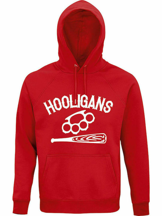 Hoodie Unisex, Organic " HOOLIGANS ", Red