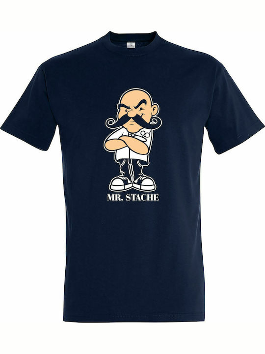 Тениска унисекс " MR STACHE, MOUSTACHE, BARBER ", French Navy