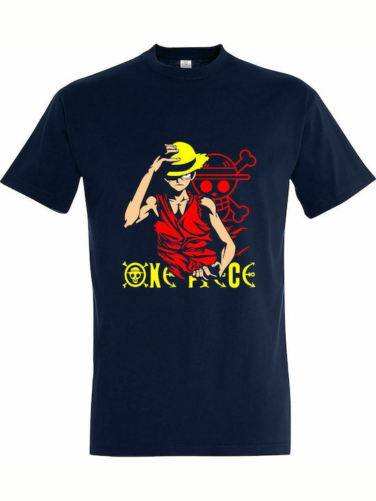 T-shirt Unisex " One Piece Luffy, Anime ", French NAvy