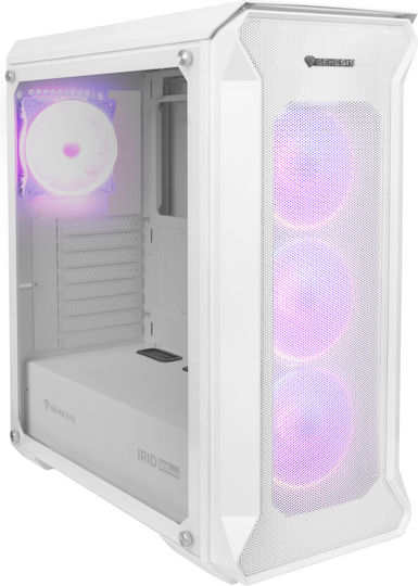 Genesis Irid 505 ARGB Gaming Midi-Turm Computergehäuse mit Seitenfenster Weiß