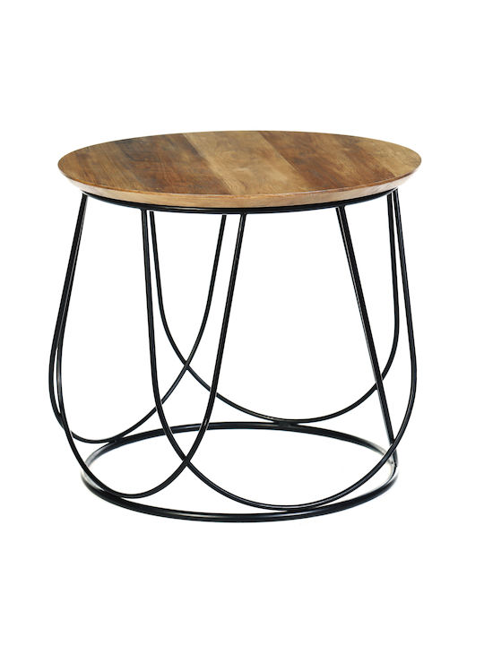 Matera Round Wooden Side Table Natural L50xW50xH45cm