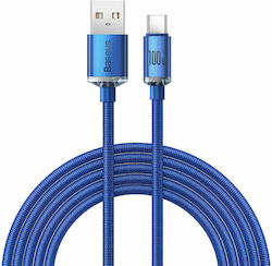 Baseus Crystal Shine Braided USB 2.0 Cable USB-C male - USB-A male Μπλε 2m (CAJY000503)