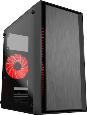 Gembird Fornax 960R Gaming Midi Tower Computer Case with Window Panel Red LED Fans