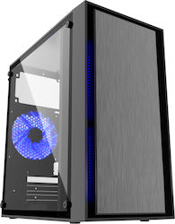 Gembird Fornax 960B Gaming Midi Tower Κουτί Υπολογιστή με Πλαϊνό Παράθυρο Blue LED Fans
