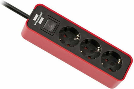 Brennenstuhl Ecolor Power Strip 3 Positions with Switch and Cable 1.5m Red