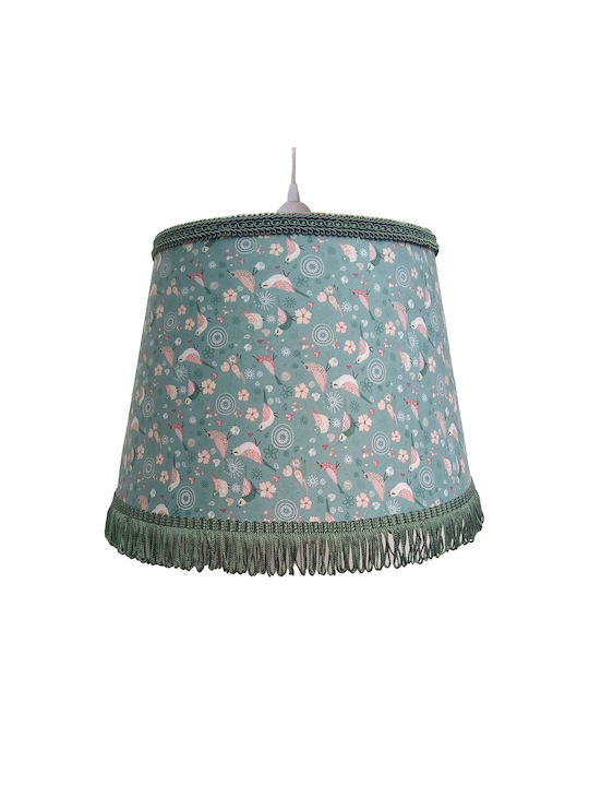 Oxygen Kids Fabric Single Ceiling Light E27 Birds Green