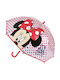 Kinder Regenschirm Gebogener Handgriff Minnie Rot mit Durchmesser 71cm.