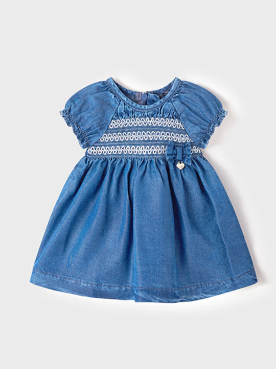Ecofriends Mädchenkleid Kurzärmelig Denim Set aus 2 mit Zubehör Blau
