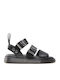 Sandały Leather Women's Flat Sandals in Black Color