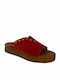 Leder Flache Sandalen für Damen in Rot Farbe
