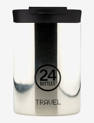 24Bottles Travel Tumbler Glas Thermosflasche Rostfreier Stahl BPA-frei Platinum 350ml mit Mundstück