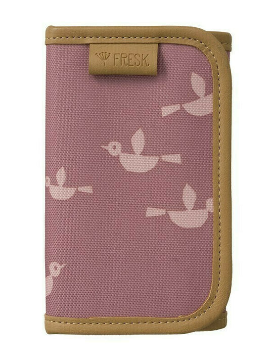 Fresk Billfold Birds Kinder Geldbörse Münzfach mit Klettverschluss Rosa