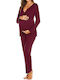 Women's pregnancy and breastfeeding pajamas (burgundy)