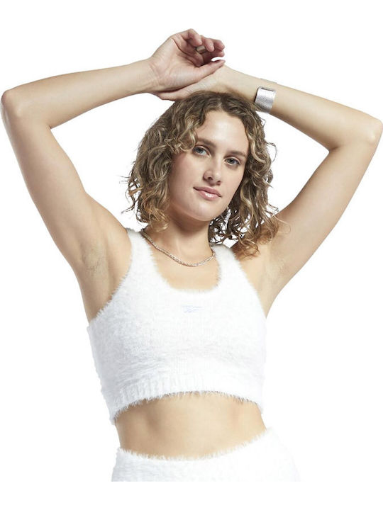 Damen Sport Crop Top Ärmellos Weiß