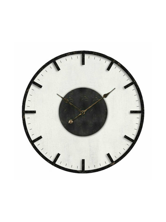 InTheBox Genk Ρολόι Τοίχου Ξύλινο Λευκό/ Μαύρο 50cm