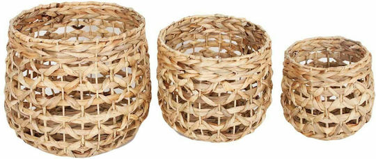JK Home Decoration Decorative Basket Garden Wicker Set of 3 pieces 36x30cm-28x26cm-22x21cm 56572