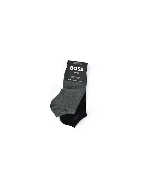 Hugo Boss Ανδρικές Μονόχρωμες Κάλτσες Ανθρακί / Μαύρο 2Pack