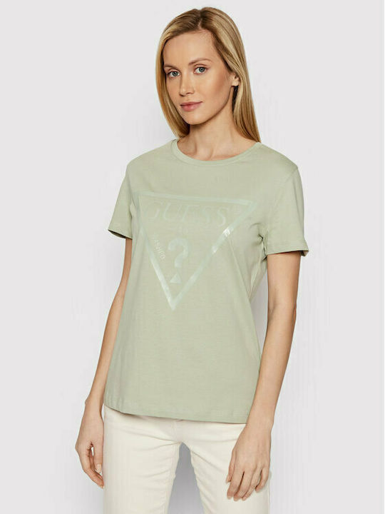 Guess Γυναικείο T-shirt Soft Green με Στάμπα