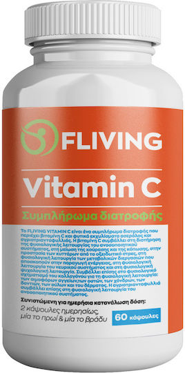 Fliving Vitamin C Βιταμίνη with Alpha Lipoic για Ενίσχυση του Ανοσοποιητικού, τo Δέρμα & Αντιοξειδωτική δράση 500mg 60 κάψουλες