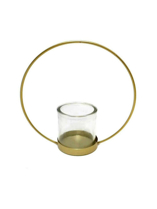 JK Home Decoration Στεφάνι Candle Holder Metal Gold 22x8x22cm 1pcs