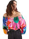 M. Christian Lacroix Γυναικείο Καλοκαιρινό Crop Top Off-Shoulder Μακρυμάνικο Floral Πολύχρωμο