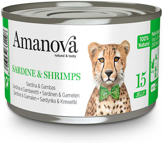 Amanova Natural & Tasty Jelly Мокра Храна за Възрастни Котки в Може да с Скариди и Сардина без Зърнени 70гр