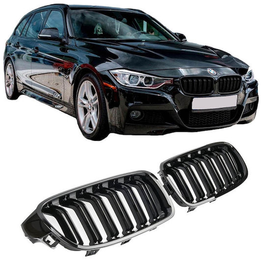 Carner Καρδιές Μάσκας για Bmw 3 F30 / F31 2011-2018 M4 Look Μαύρο Γυαλιστερό