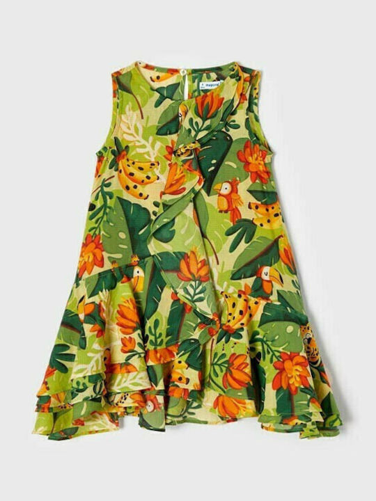 Children's Dress Sleeveless Floral Green