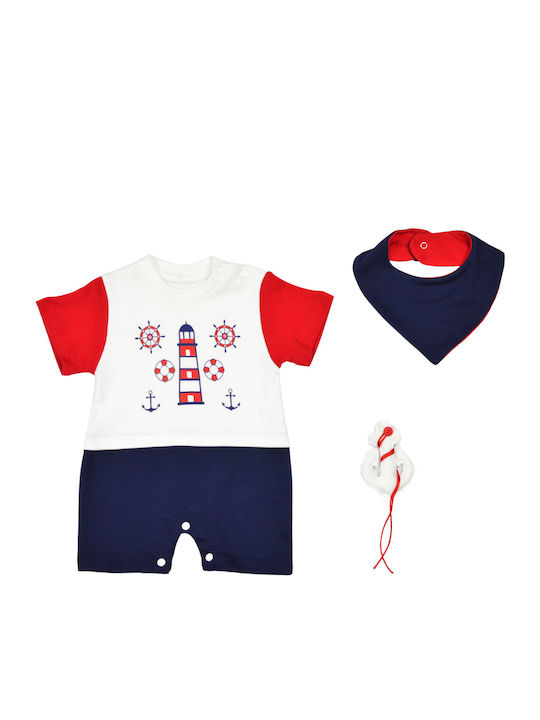 Evita Set Babystrampler Kurzärmelig mit Zubehör Weiß 2Stück