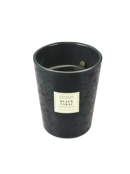 JK Home Decoration Αρωματικό Κερί σε Βάζο με Άρωμα Black Tabac Μαύρο 11.5x14εκ.