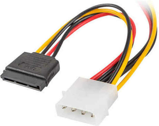 Lanberg 15-Pin Sata - 4-Pin Molex Cable 0.15m Μαύρο CA-HDSA-11CU-0015