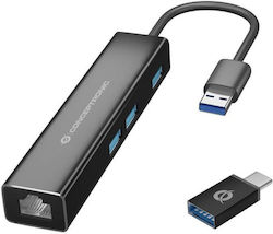 Conceptronic USB Hub 3 Θυρών (USB-A / USB-C) DONN07BA Conceptronic USB Hub 3 Θυρών (USB-A / USB-C) DONN07BA