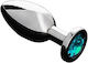 Triune Jeweled Dop Anal Mediu Silver / Aqua Blue 8.4cm