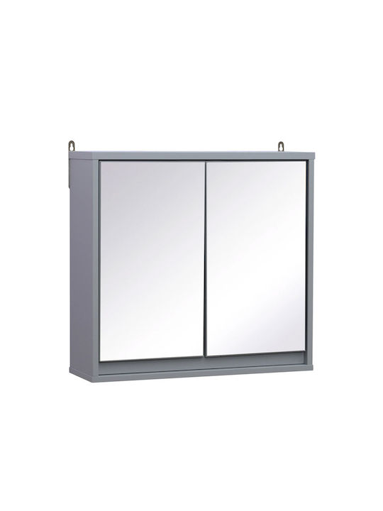 HomCom Ορθογώνιος Καθρέπτης Μπάνιου από MDF με Ντουλάπι 48x14.5cm Γκρι