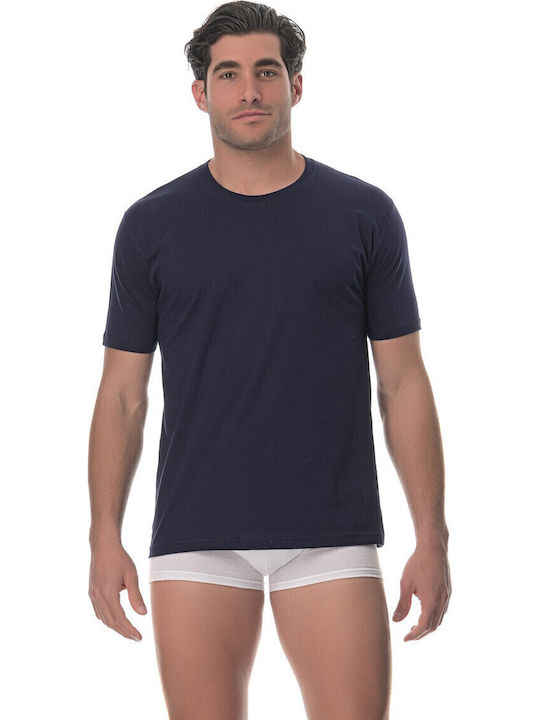 Lido Underwear Мъжка Фланелка Къс Ръкав в Тъмносин Цвят